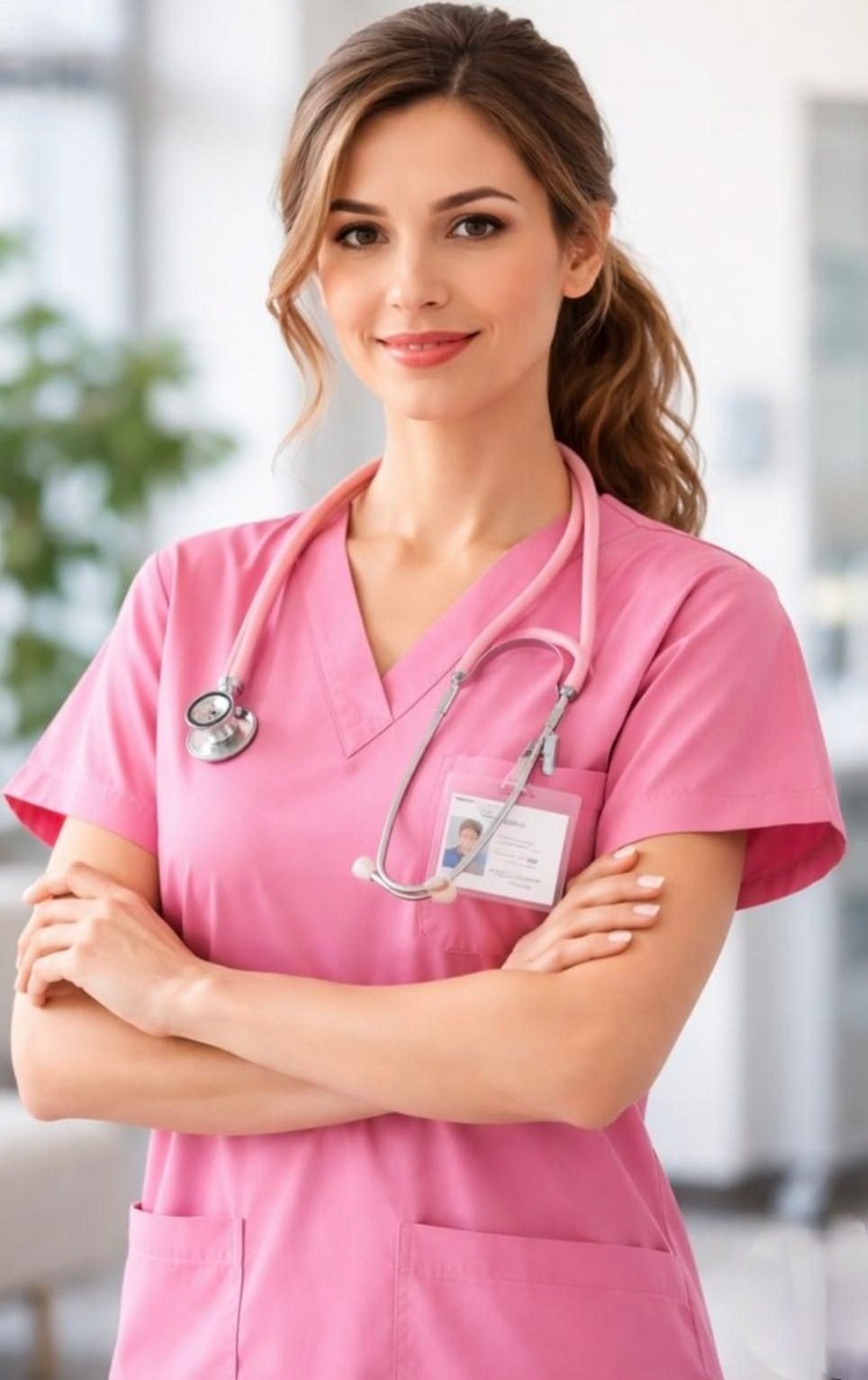Healthcare professional in scrubs with a stethoscope, representing the registered prescriber route to GLP-1 treatment